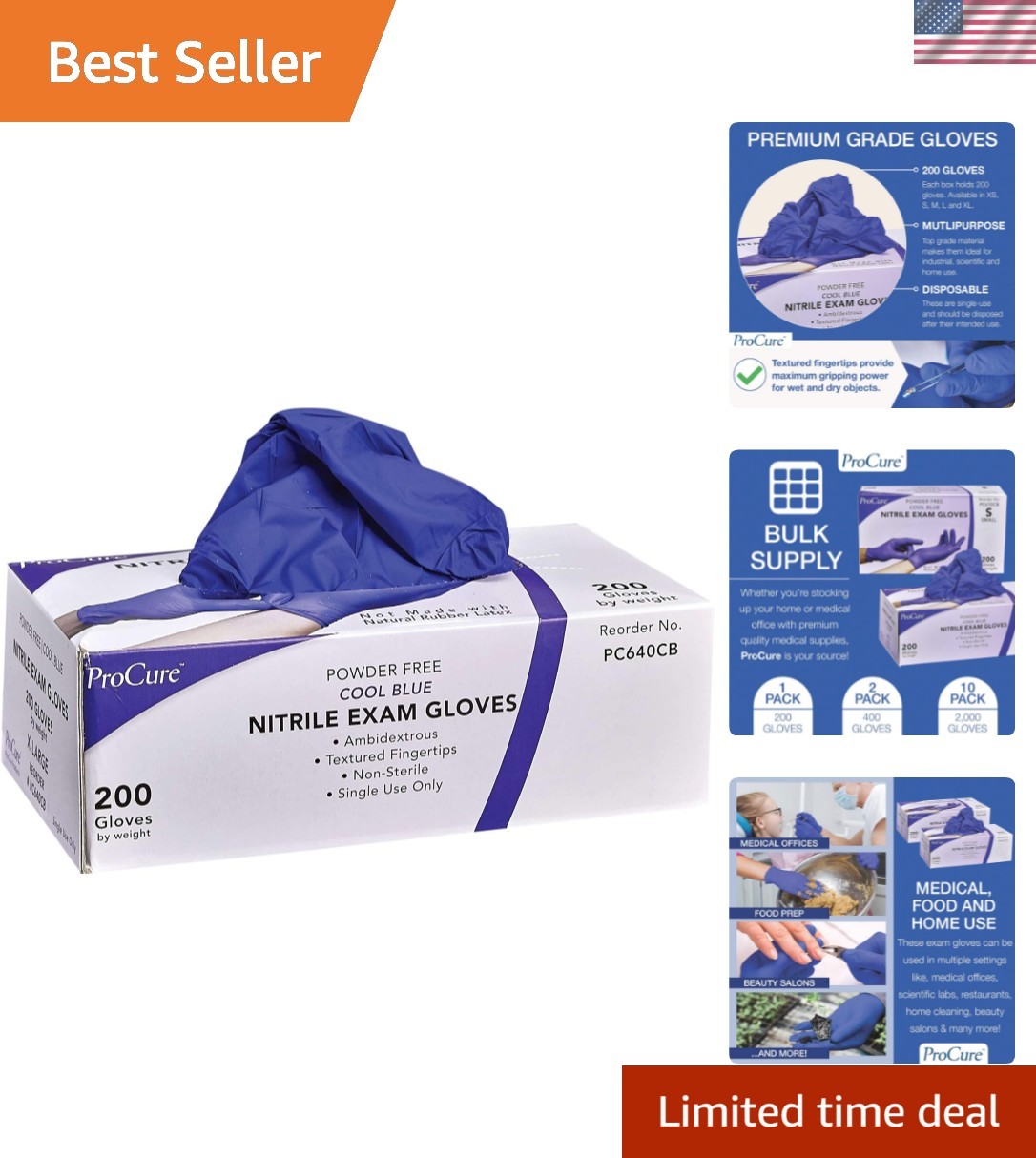 200 Count Nitrile Gloves – Large, Latex Free, Ambidextrous & Powder Free