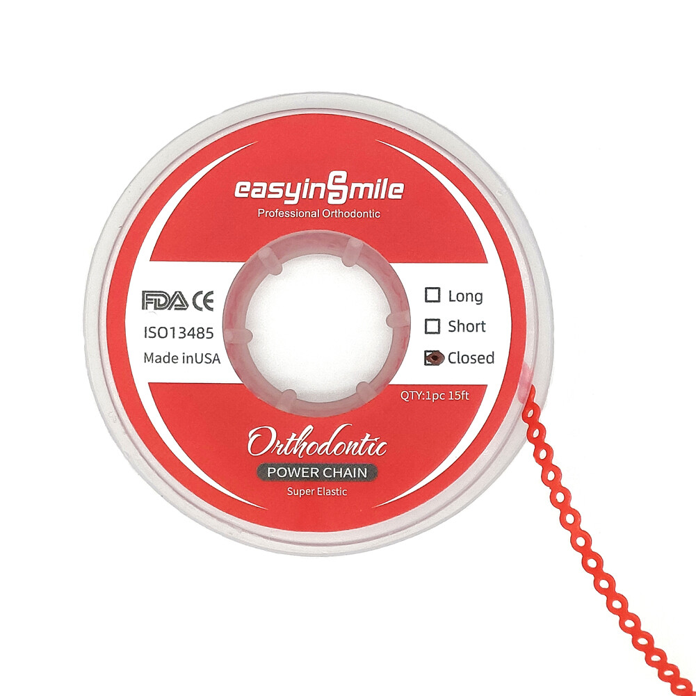 Dental Orthodontic Power Chains Elastic Braces Rubber Bands Short Long Closed