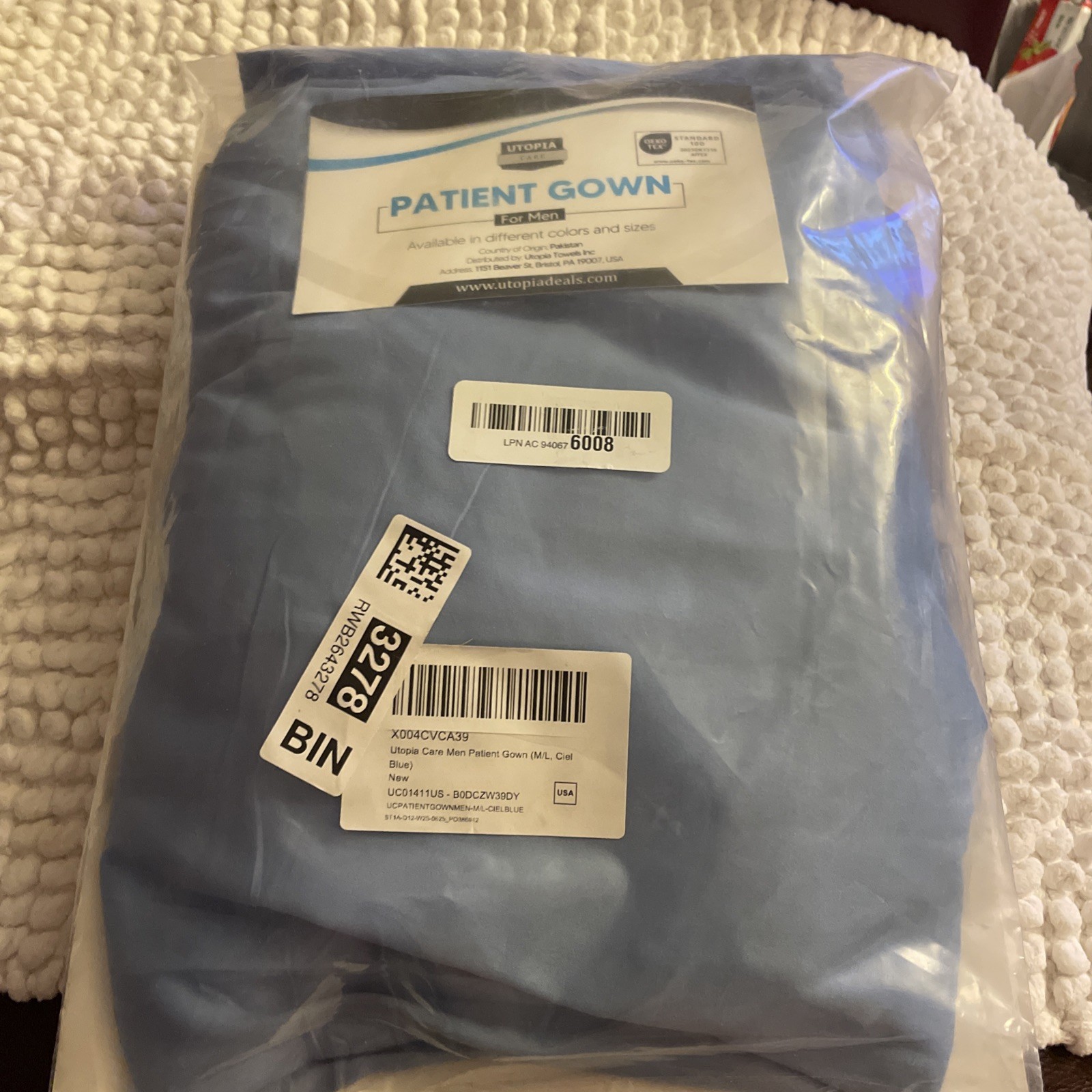 Utopia Care Patient Gown for Men Medium Blue Size (M/L)