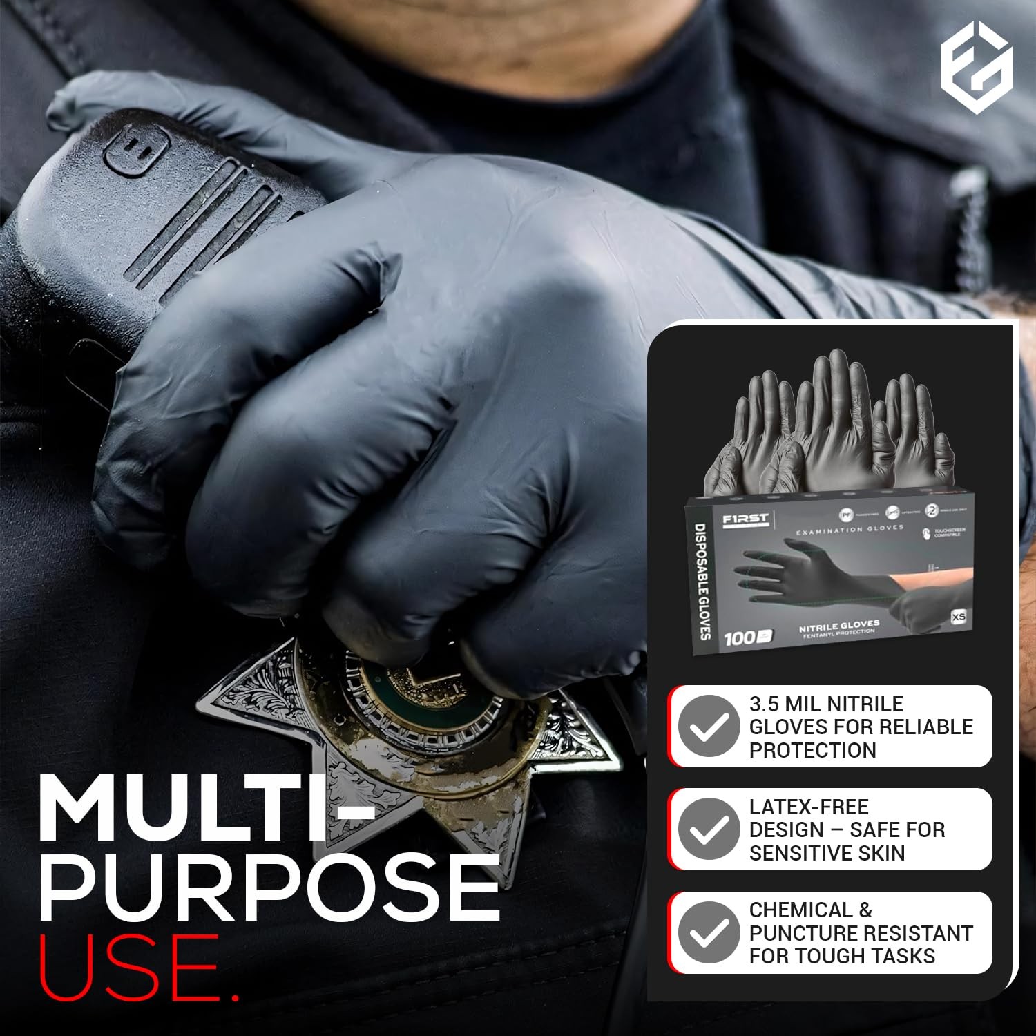 First Glove 3.5 Mil Black Nitrile – – Cleaning For