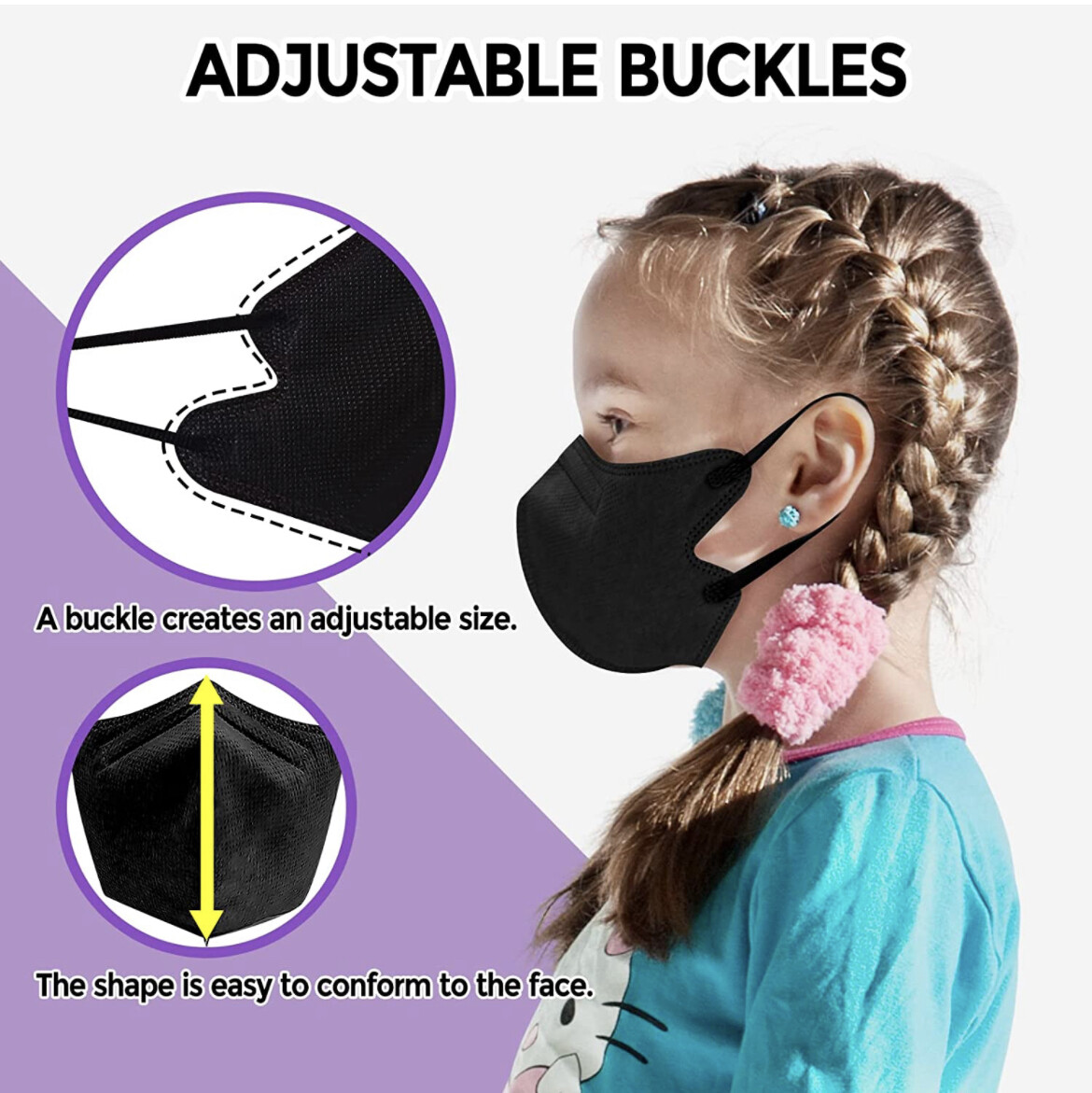 10/100 Pcs Black KN95 Protective 5 Layer Face Mask BFE 95% Disposable Kids Masks