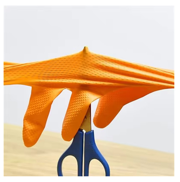 First Glove Grip Orange Nitrile Disposable Gloves 8 Mil Raised Diamond Texture