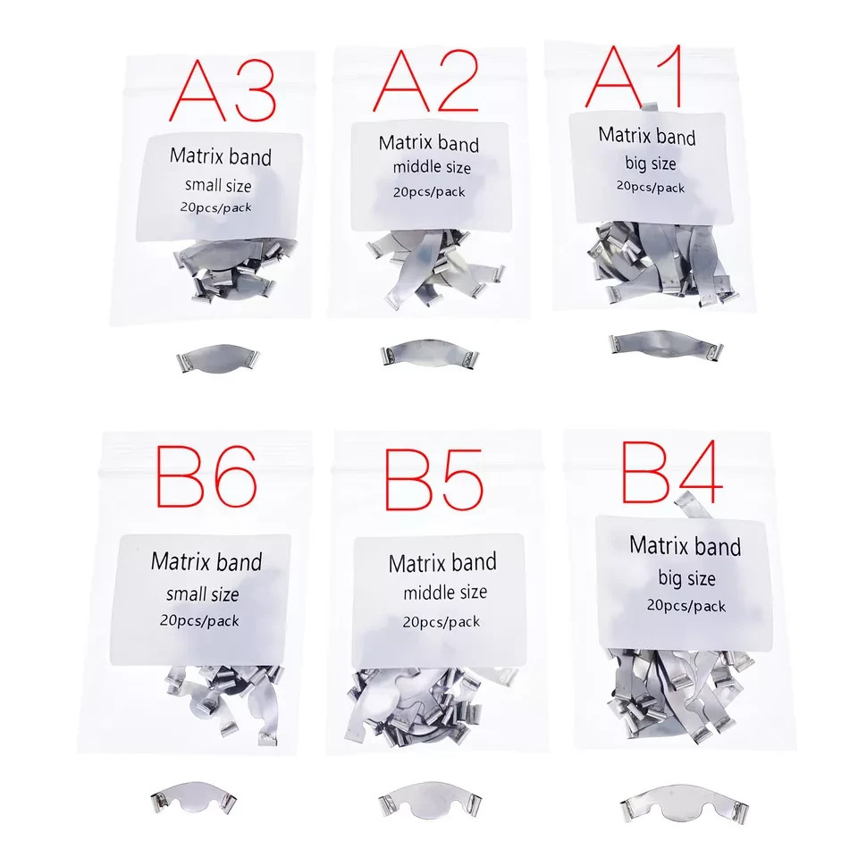 20Pcs/Pack Dental Saddle Contoured Matrix Metal Matrices Bands Spring clip