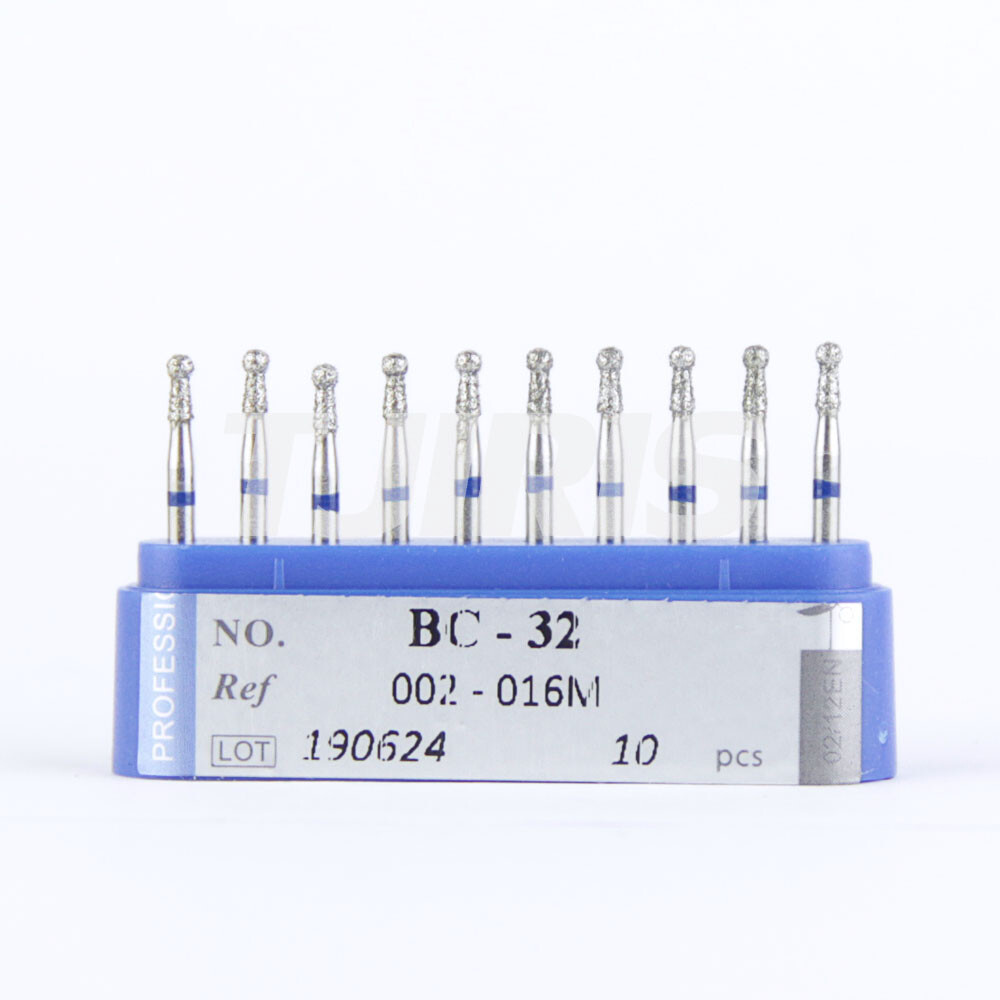 10Pcs Dental Diamond Burs FG Round Ball with Collor Standard 002-012M BC-43