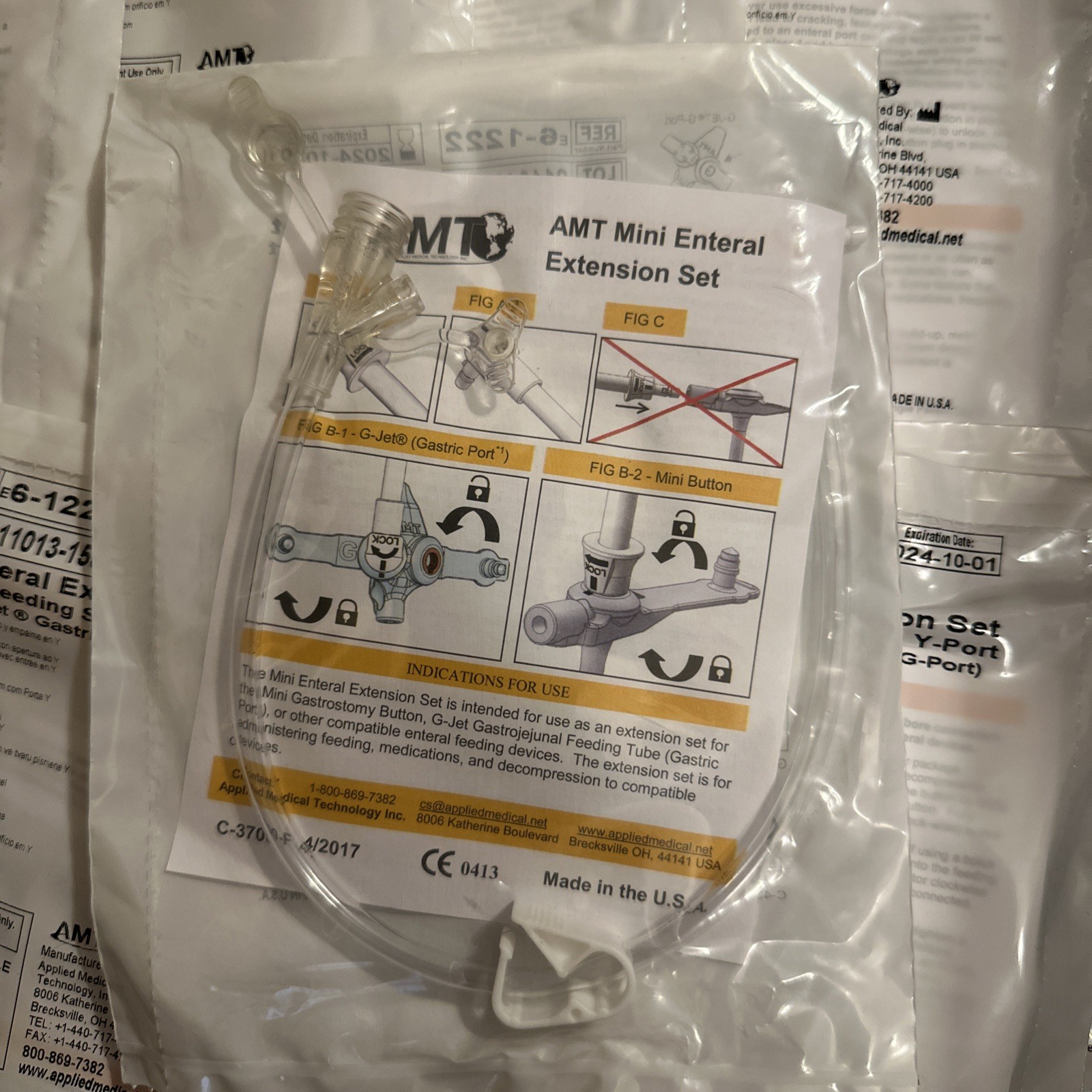 AMT Mini Enteral Extension Set Dual ENFit Y-Port 6-1222-ISOSAF LOT OF 10