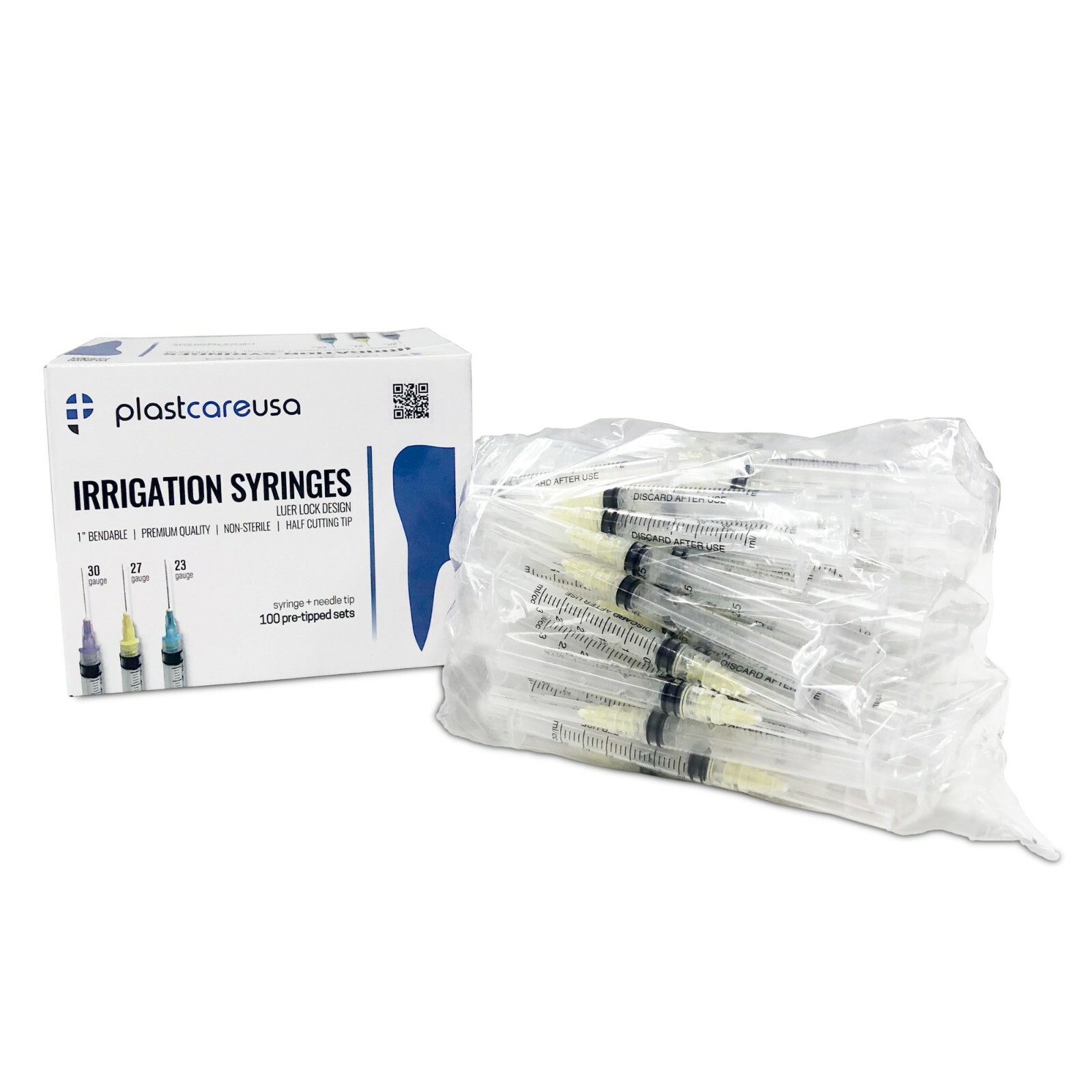 Dental Irrigation Syringes & Tips, 3 cc 27 Gauge – 27G, (Box of 100)
