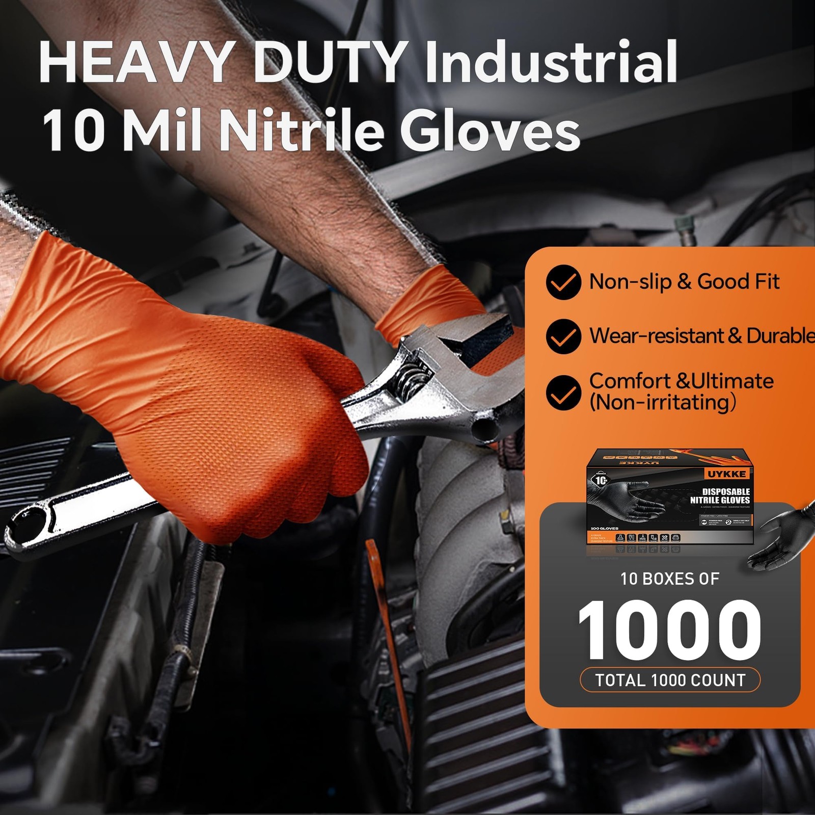 10mil Nitrile Gloves Thick,Industrial Disposable Gloves with Diamond Textured…