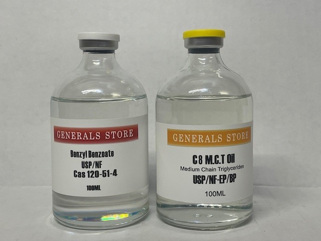 MCT-C8 USP/NF + Benzyly Benzoate USP/NF 100ml Vial