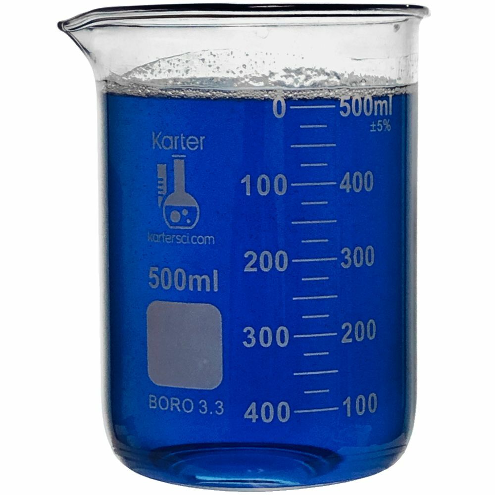 500ml Glass Beaker, Low Form, Graduated, Karter Scientific 213D26 (Single)