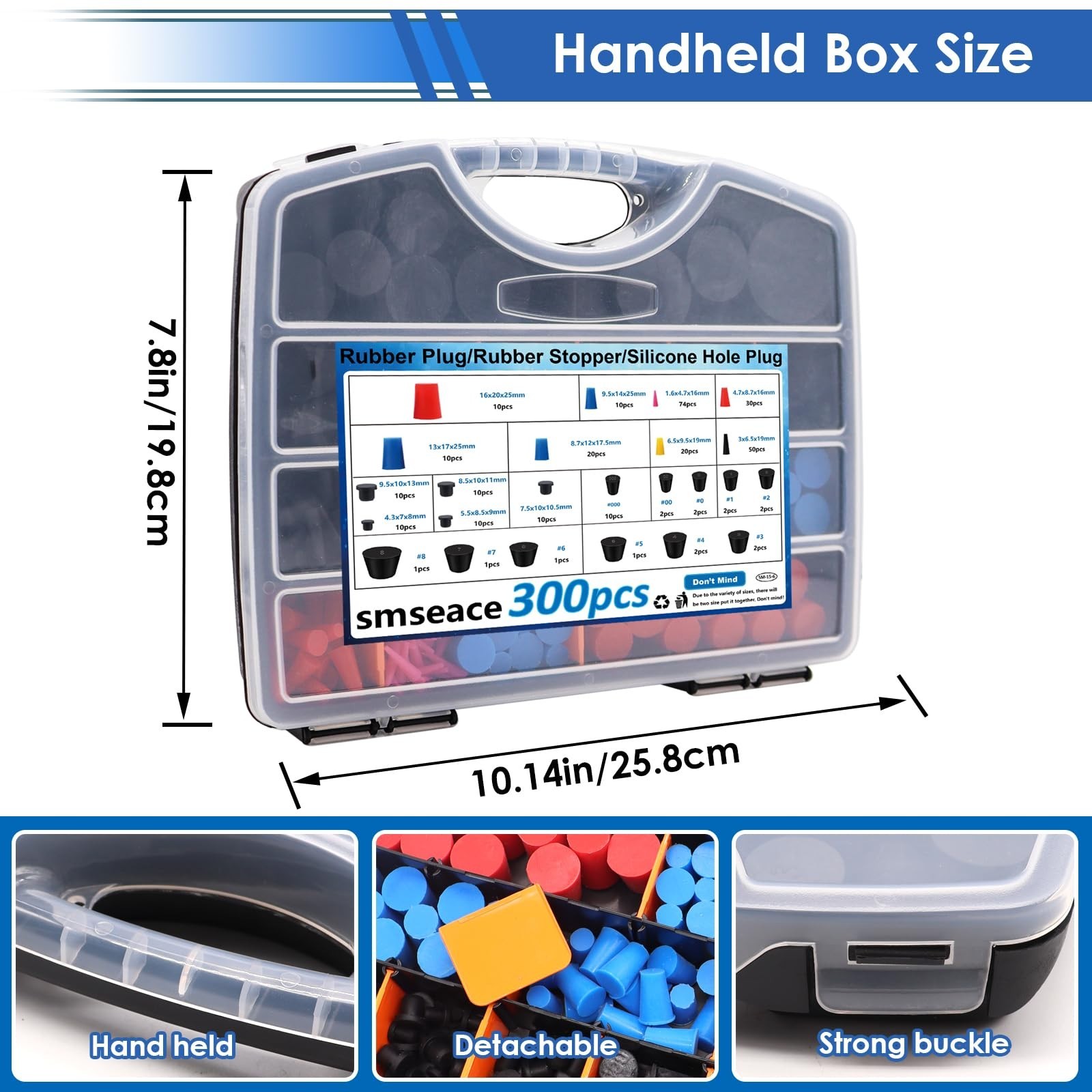 300Pcs Silicone Rubber Stoppers – 3 Types, 24 Sizes, High-Temp Resistant, Toolbo