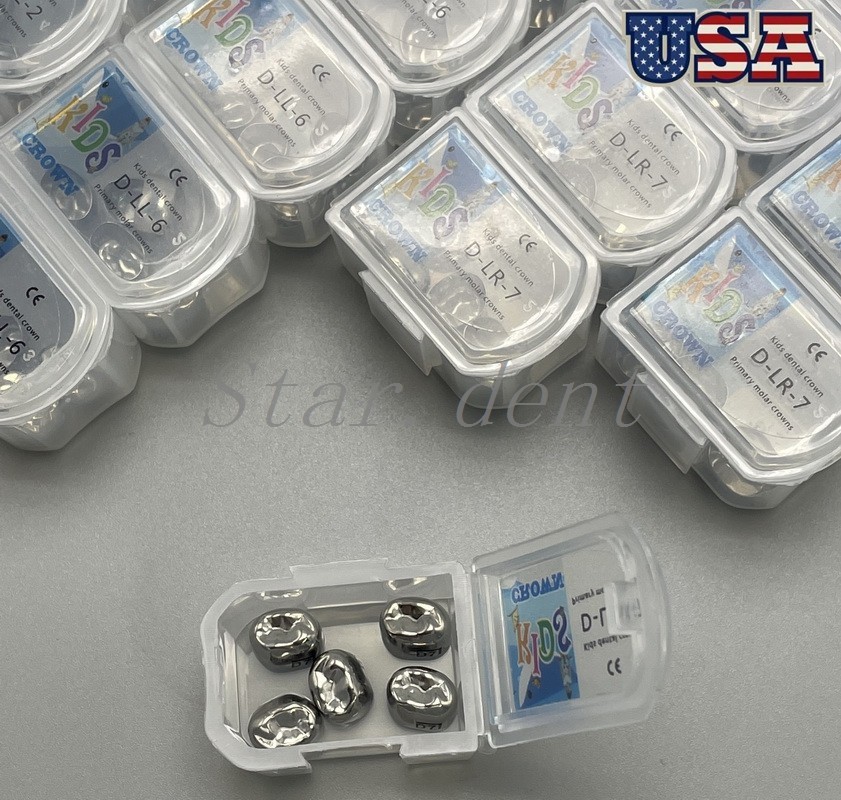5pcs Dental Temporary Crowns For Kids Stainless Steel Pedo Molar Crown 48 sizes