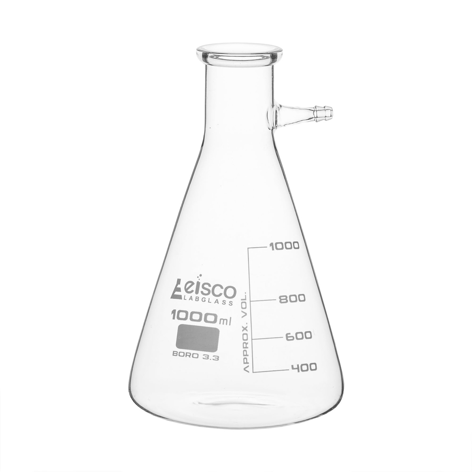 EISCO Filtering Flask, 1000ml Borosilicate Glass Conical Shape, with Integr…