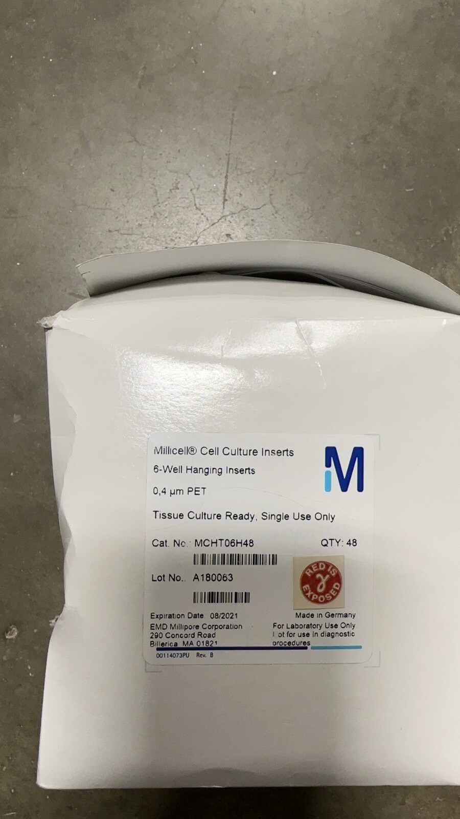 Millipore Millicell Hanging Cell Culture Insert, PET 0.4 μm, 6-well, 39/pk