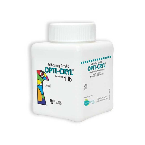 Opti-Cryl Self-curing Acrylic Resin Powder, Original Shade, 1 Lb. High Gloss