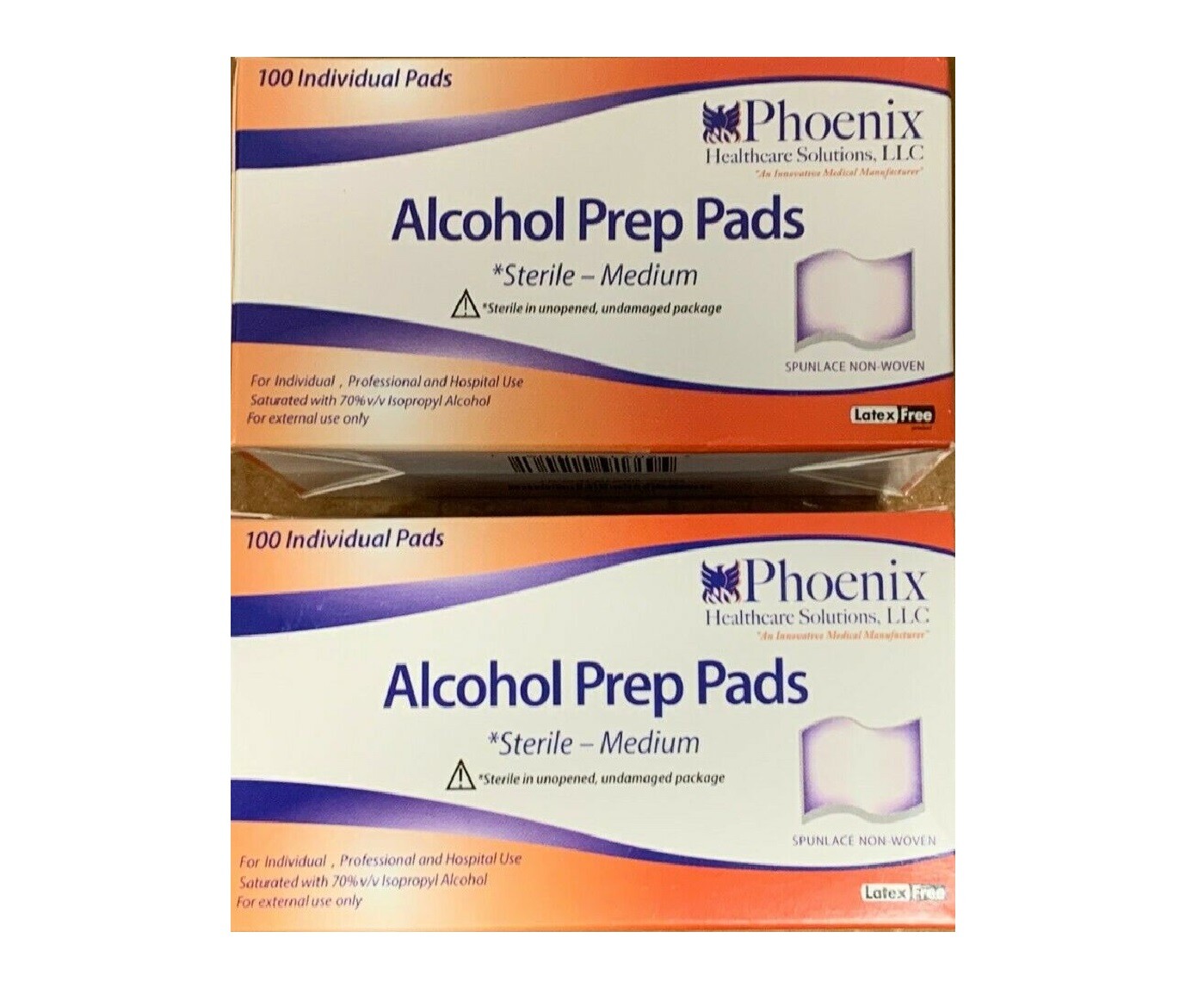 2 Box of 100 Sterile Alcohol Prep Pads,Medium, Qty 200. Latex Free Global