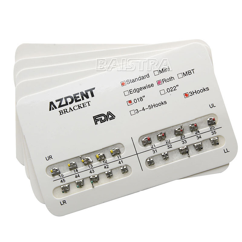 AZDENT 20pc/Kit Dental Orthodontic Bracket Braces Standard Roth .022 Hooks 3-4-5