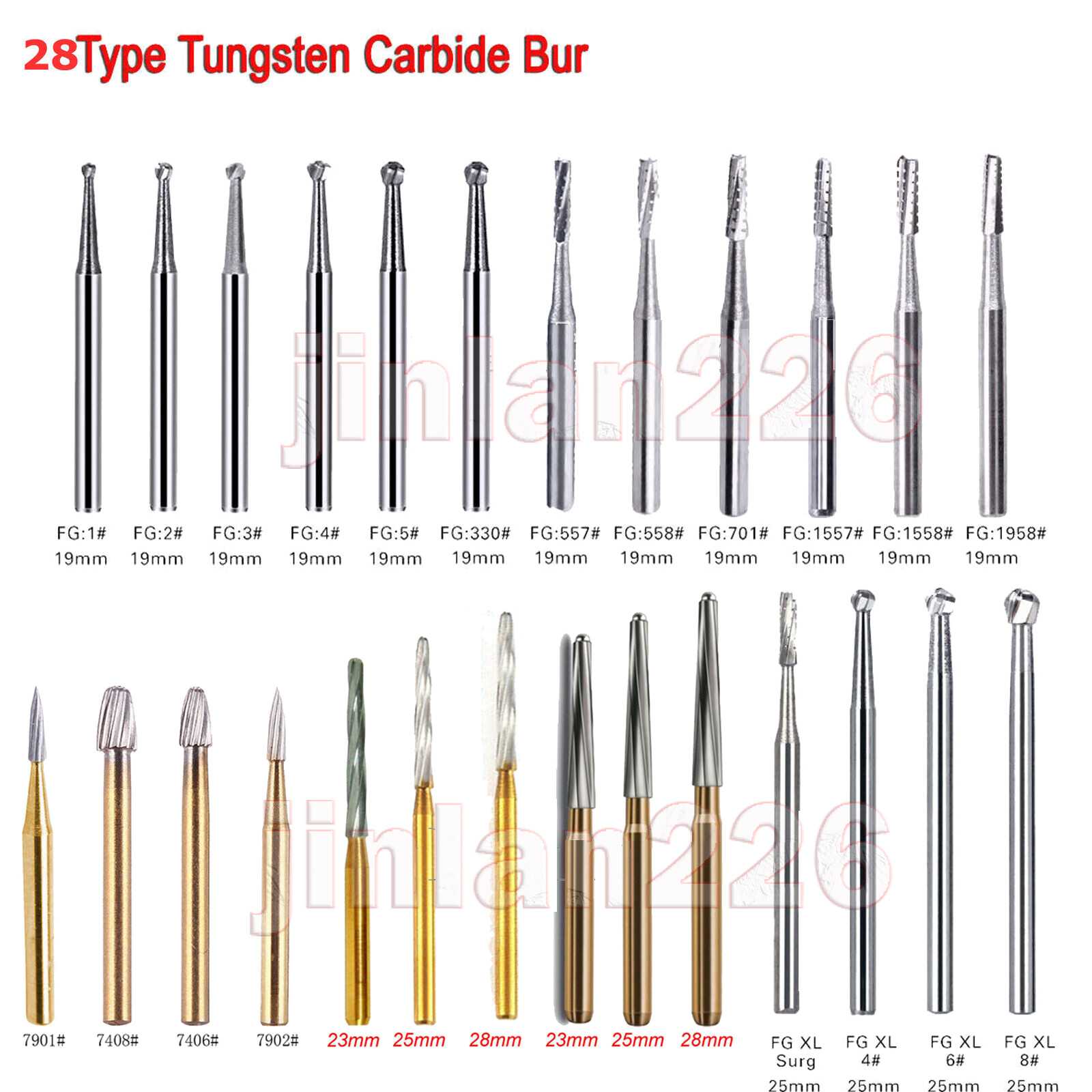 Dental Tungsten Carbide FG RA Round Burs High Speed Handpiece Steel Endo Drills