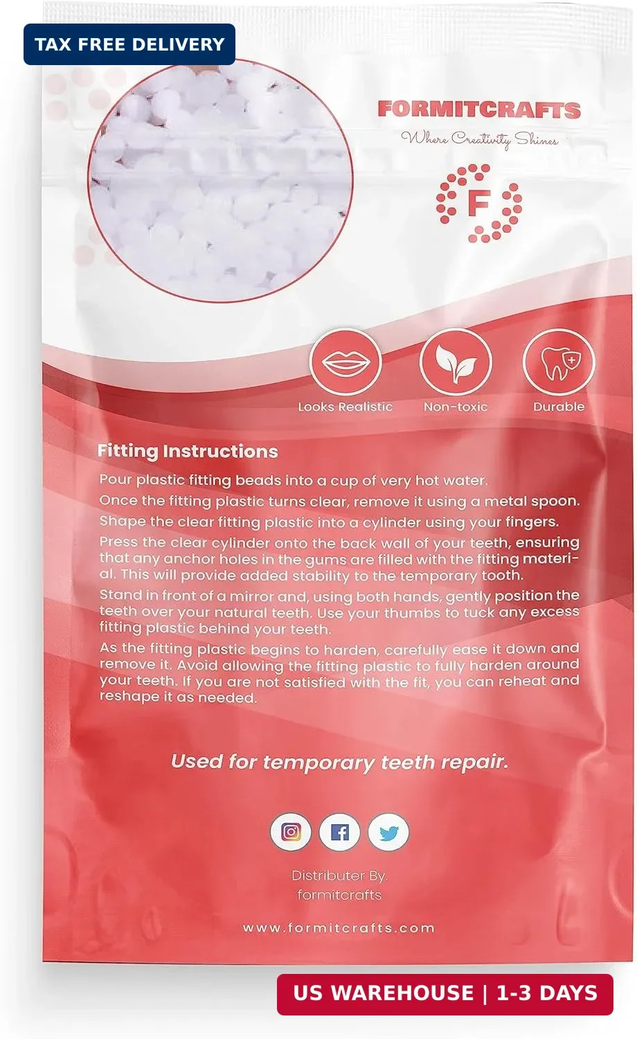 Thermoplastic Beads for Teeth Repair- for DIY Tooth Filling – Moldable Thermal B