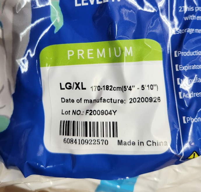 QTY (50) SUN-V Medical Disposable Protective LG/XL Gown Coverall Type III 175cm
