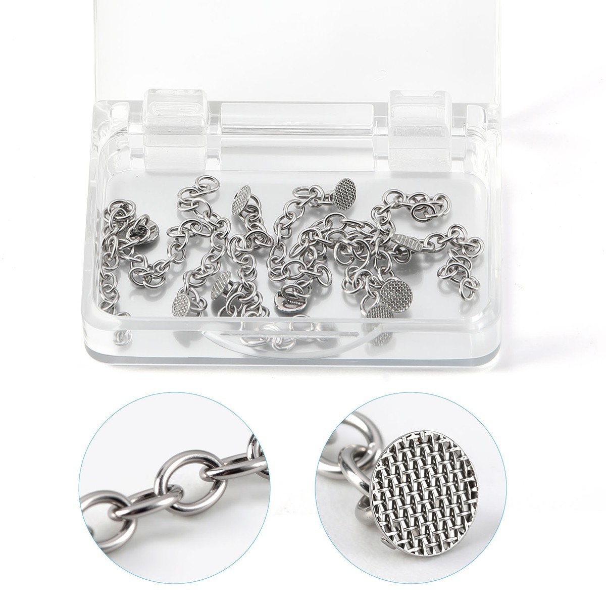 Dental Orthodontic Bondable Lingual Button Crimpable Hook Mesh Base Button Chain
