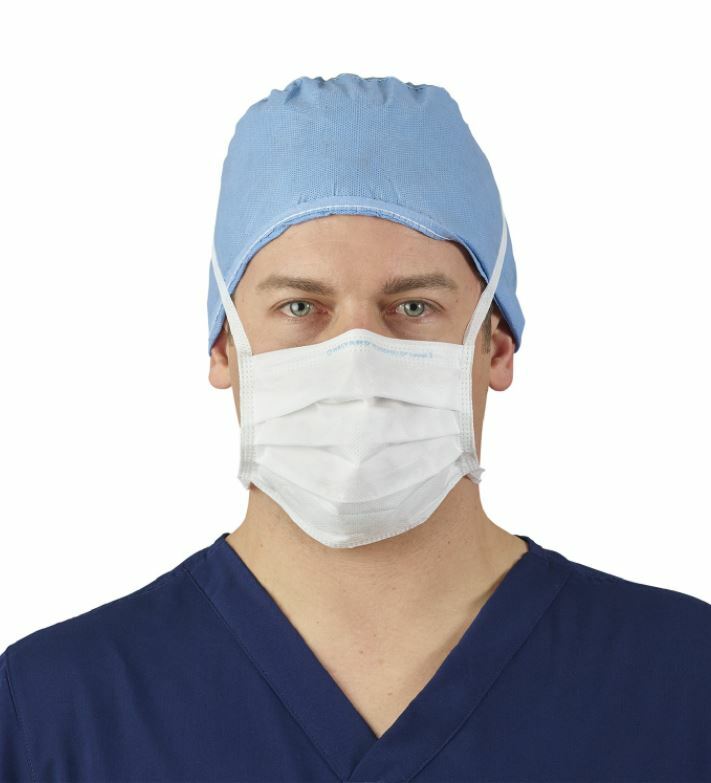 *50-Pieces* Halyard FluidShield ASTM Level 1 Surgical Face Mask White 41805