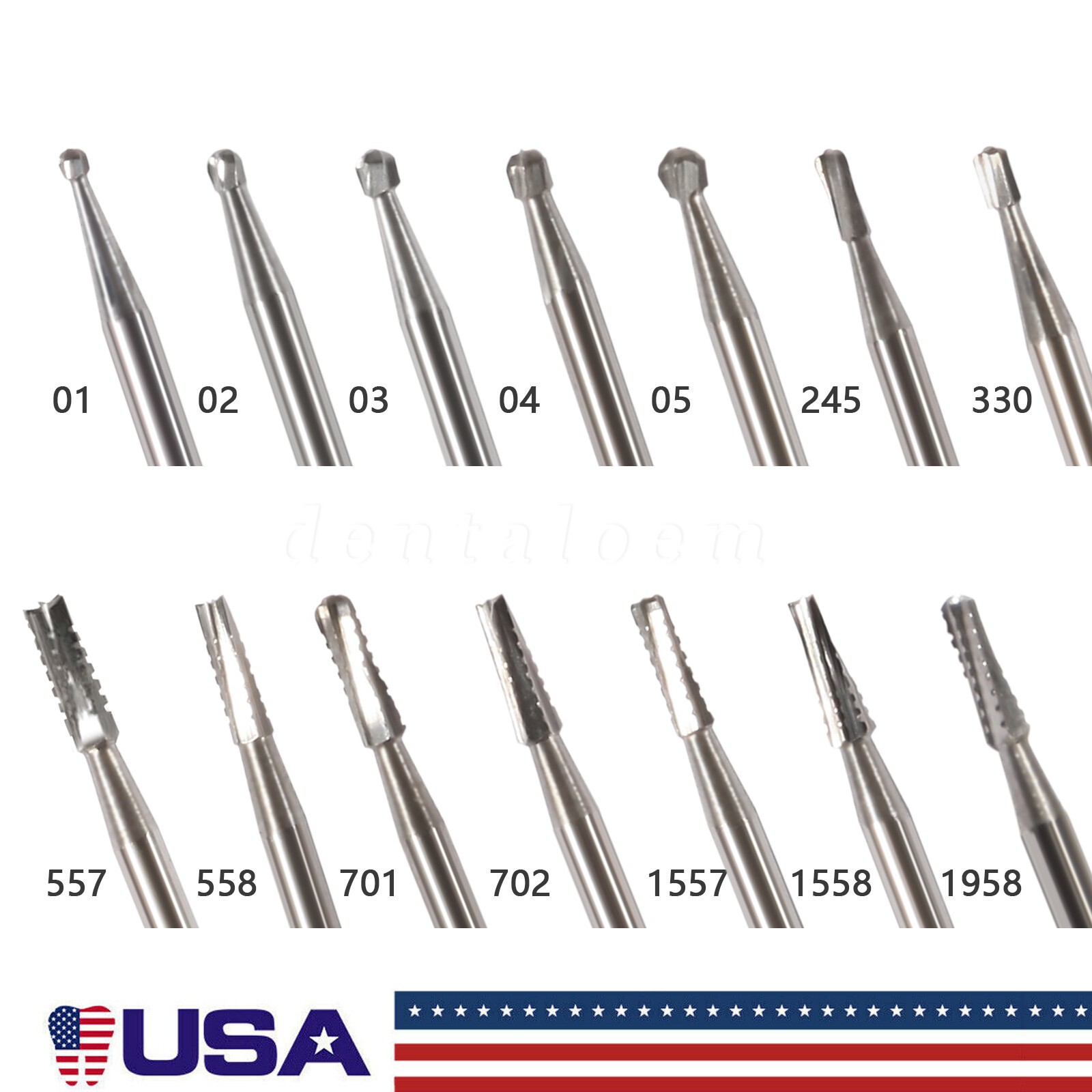 Round Carbide Dental Burs High Speed Handpiece Friction Grip Drill Bits