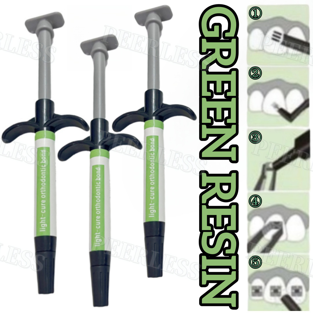 New Dental Light-Cure Adhesive Orthodontic Enamel Bonding Green Brackets Resin