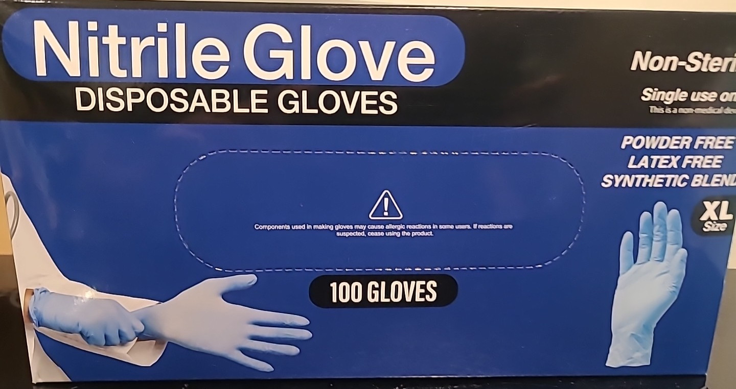 New in Box NITRILE GLOVES CASE (100) pieces size XL x-large Powder Free BLUE