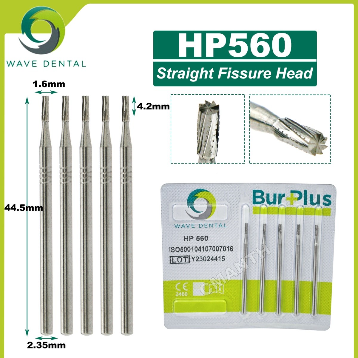 US WAVE Dental Tungsten Carbide Burs Dentistry Drills Dental Bur HP Dia 2.35mm