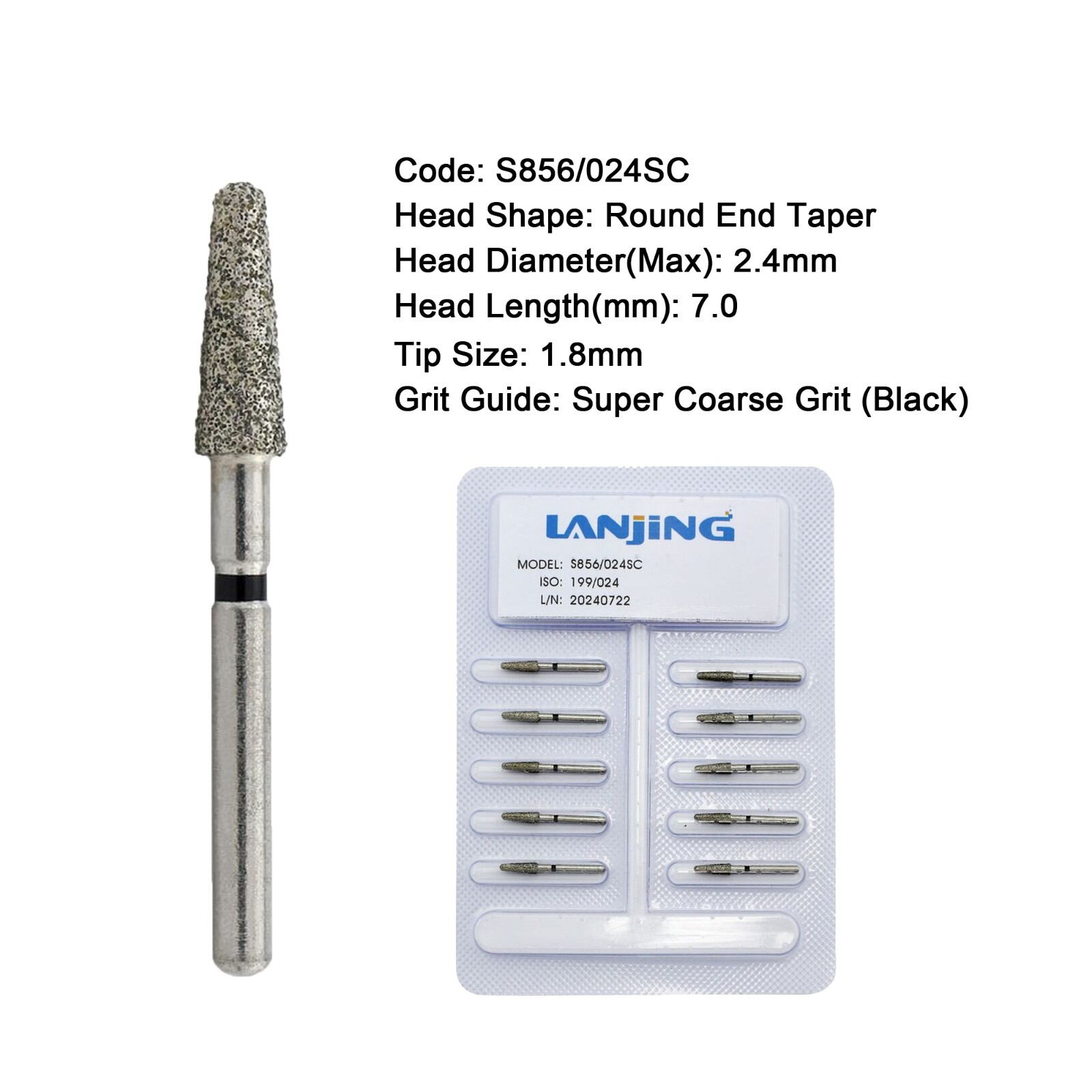 Dental Diamond Burs FG Surgical Long Round Taper High Speed Bur 850 856 Pear 330