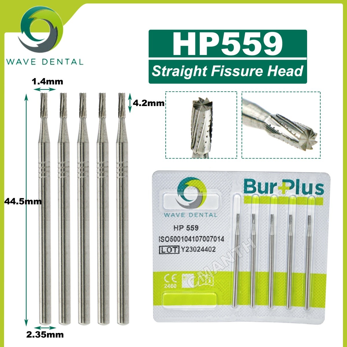 US WAVE Dental Tungsten Carbide Burs Dentistry Drills Dental Bur HP Dia 2.35mm