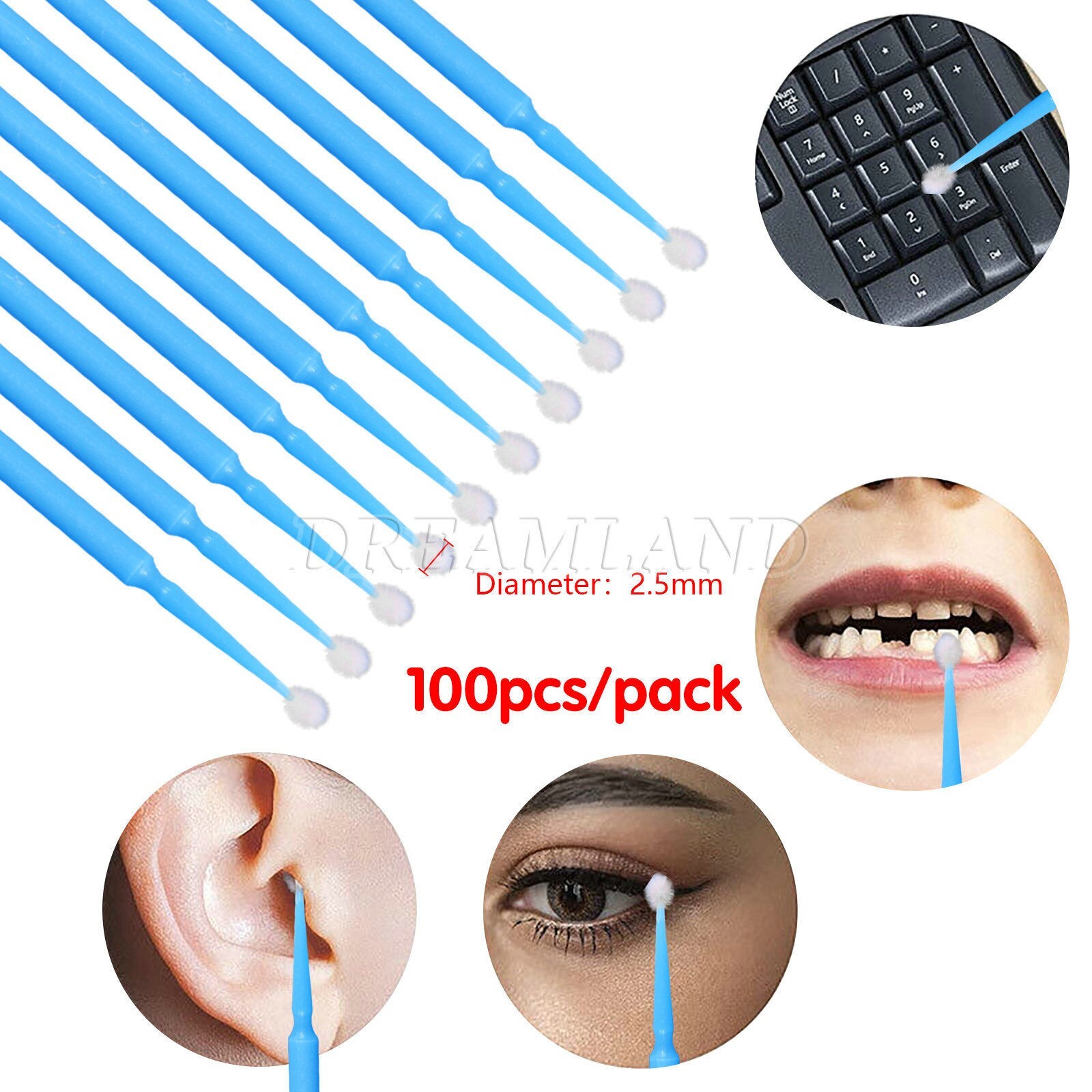 1000x Dental Disposable swabs Micro Applicator Brush Eyelash Extension Brush US
