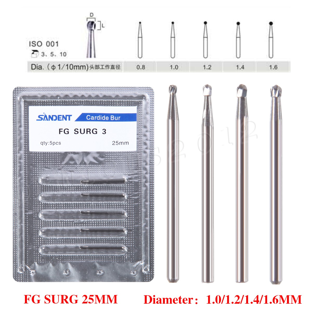 Dental Oral Surgical Bur Carbide Round Straight Taper Fissure Pear FG SURG