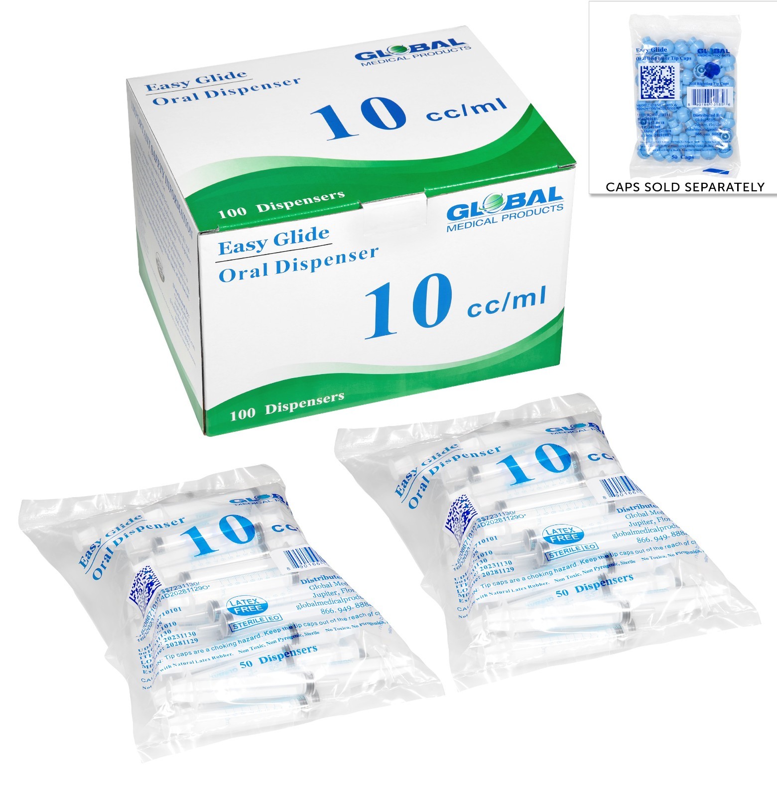 Global Medical Products – 10cc ORAL Syringe – QTY 100 – Sterile – NO TIP CAPS