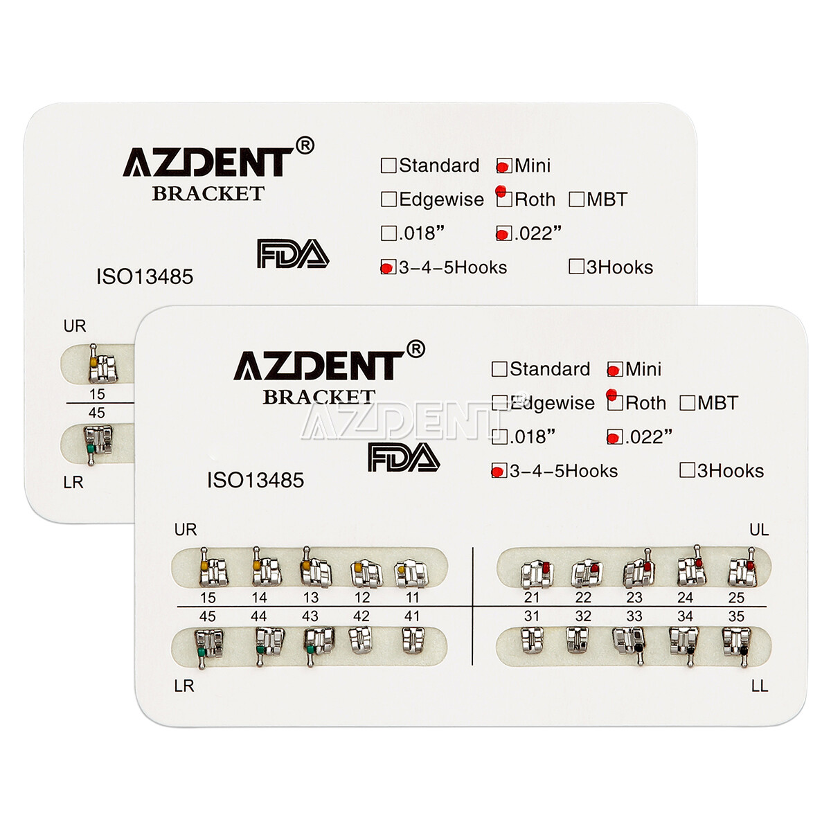 10X AZDENT Dental Ortho Brackets Mini/Standard MBT/Roth 022/018 Hooks 3 4 5