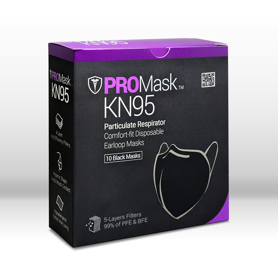 10-100 BLACK PROMASK KN95 Disposable Face Masks 4 Layers Filters 95%+ PFE & BFE