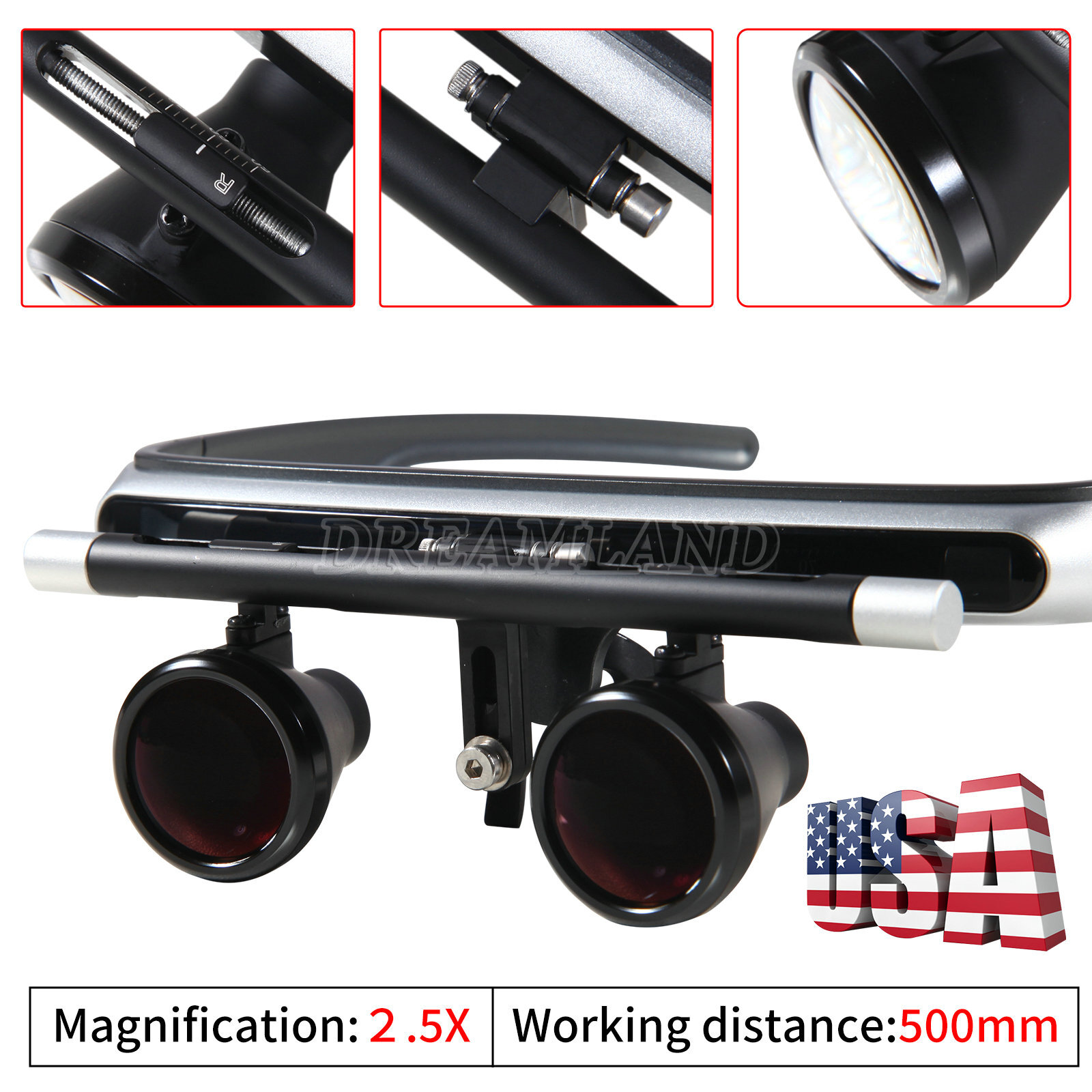 2.5X Dental Surgical Binocular Loupes Magnifier US/EU