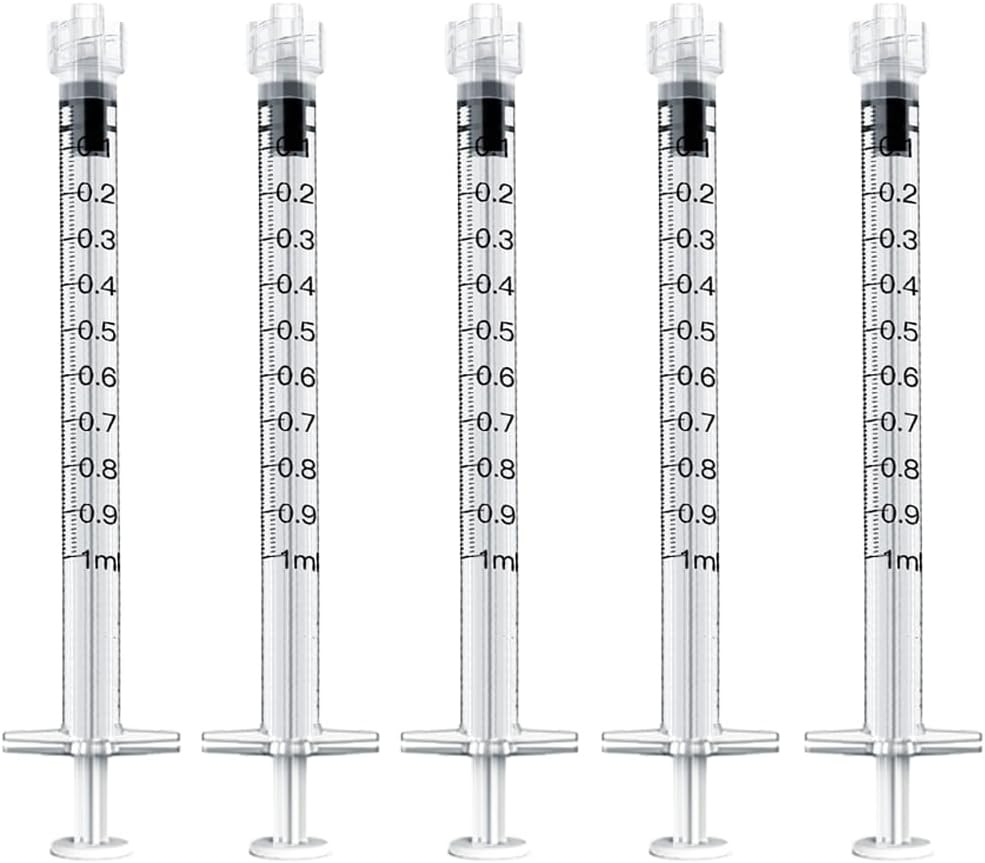 20 Pack 1ml Luer Lock Syringes without Needle Liquid Measuring Lab Dispensing