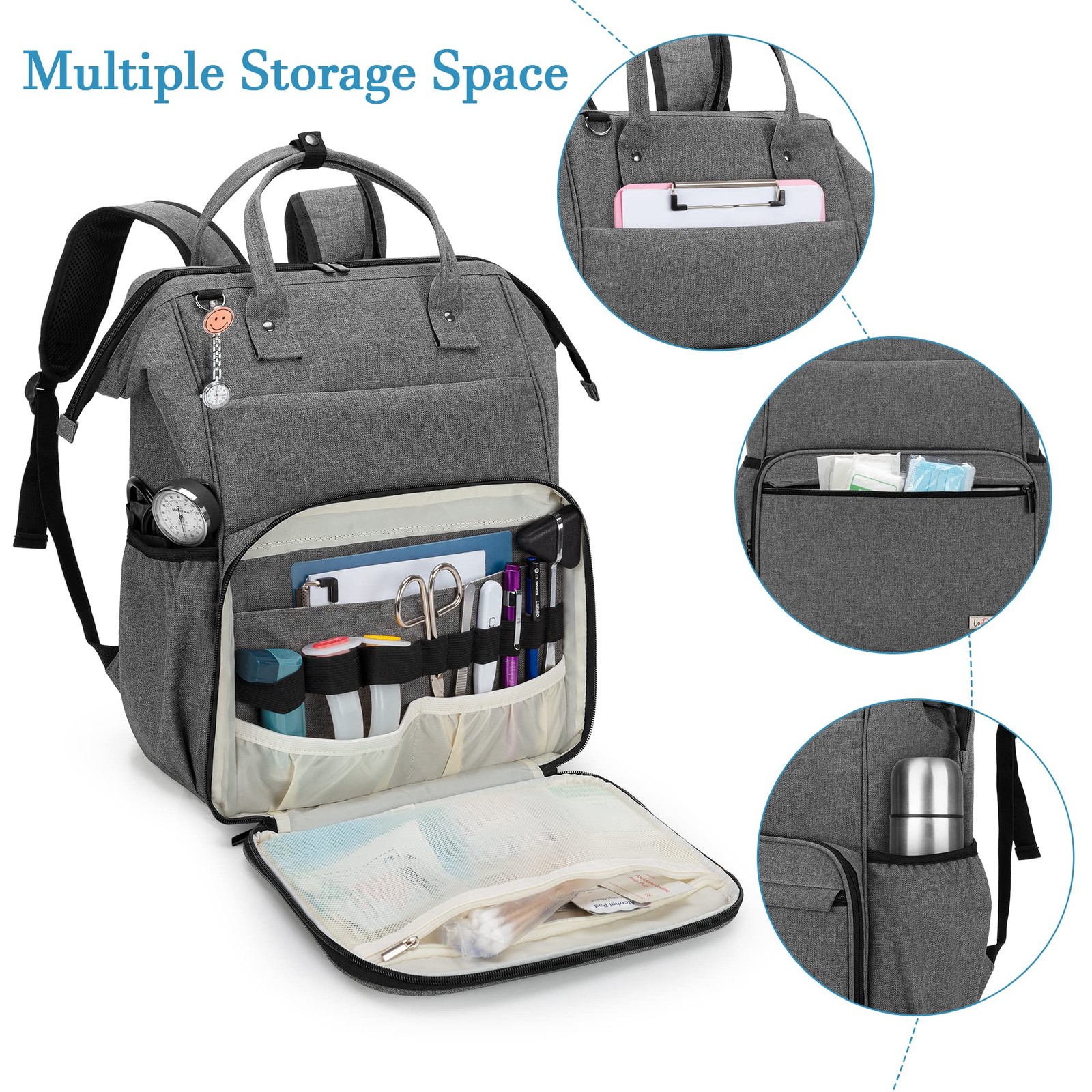 Lodrid Nurse Bag Heavy Duty Nurse Work Backpack For Men Nurse Storage Backpack