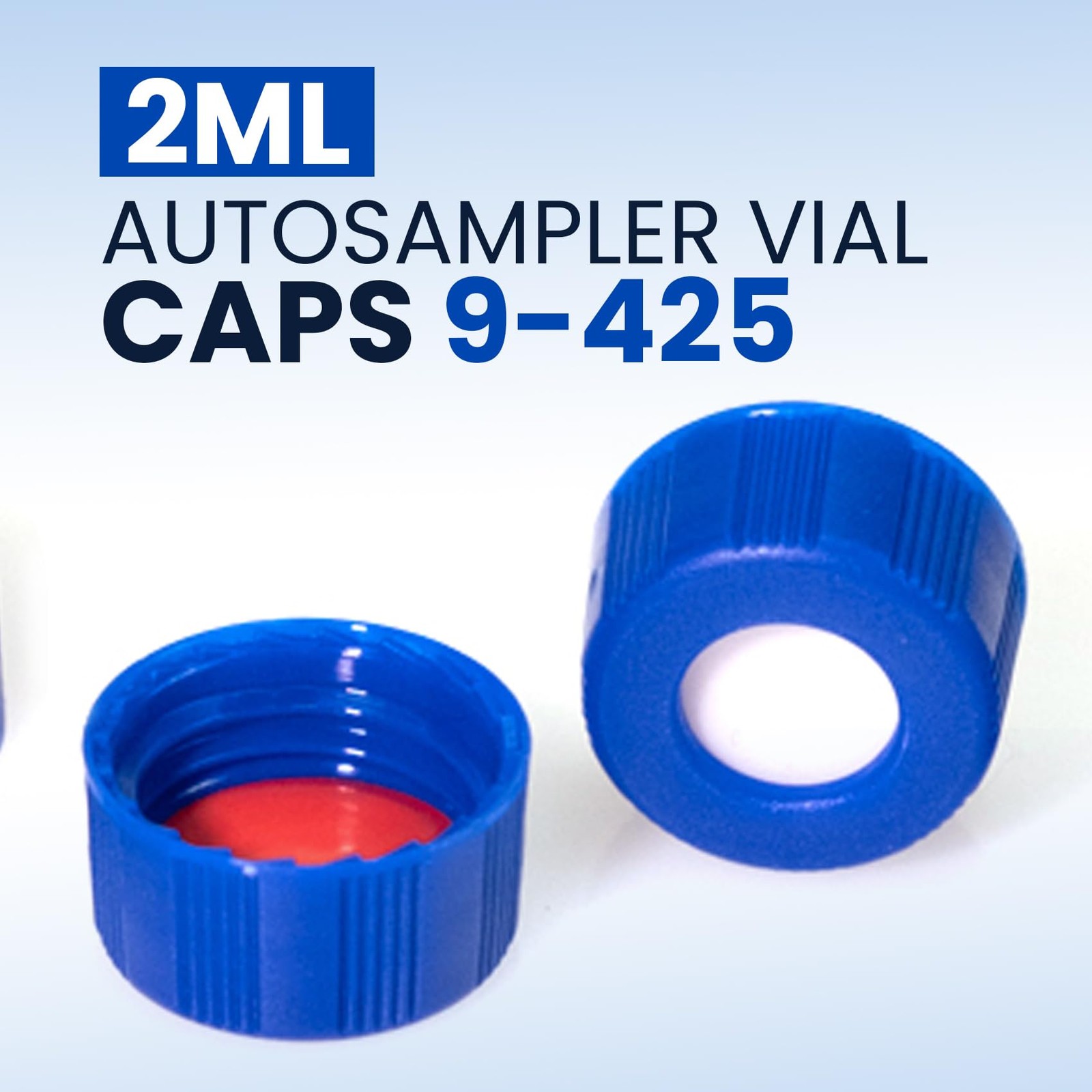 200 PCS 9mm HPLC 2ml Autosampler Vial Caps Ribbed Blue Screw Caps