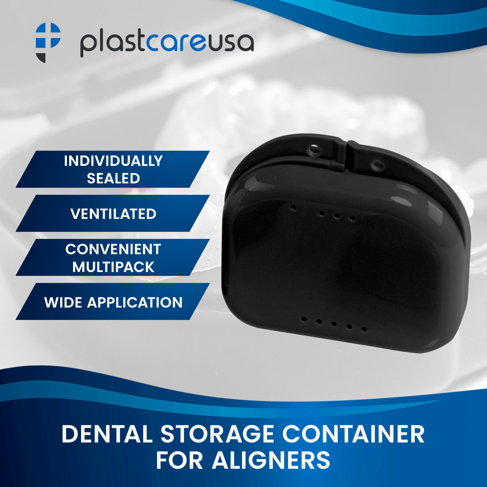 Black Retainer Case w/ Vent Holes – UV Cleaner Case, Mouth Guard Aligners