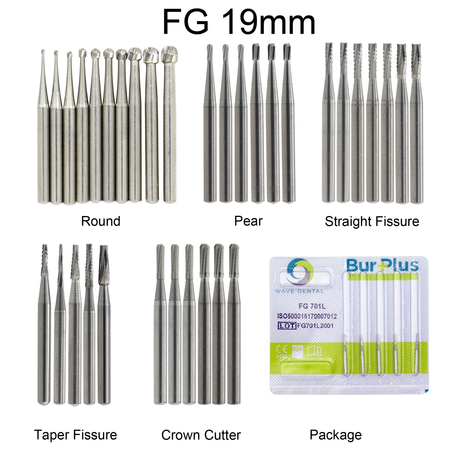 Wave Dental Surgical Bur Round Long 25mm Carbide Bur Friction Grip FG High Speed