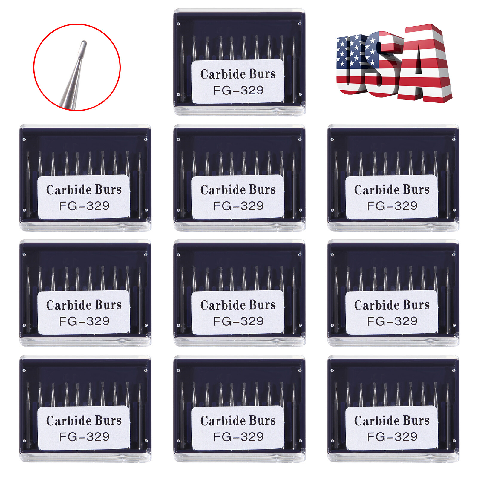 Dental Carbide Burs Tungsten Bur FG # 329 Pear Shape for High Speed Handpiece