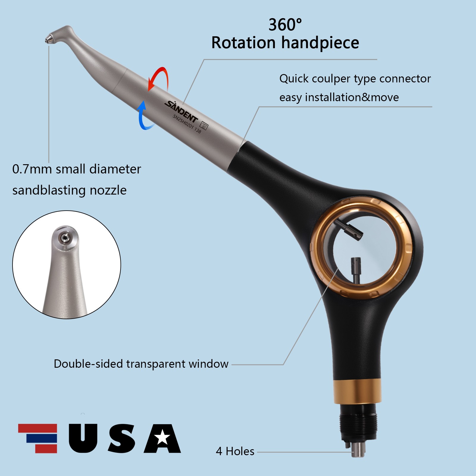 Woodpecker Style Dental Air Polisher AP-H Supragingival Polishing Handpiece