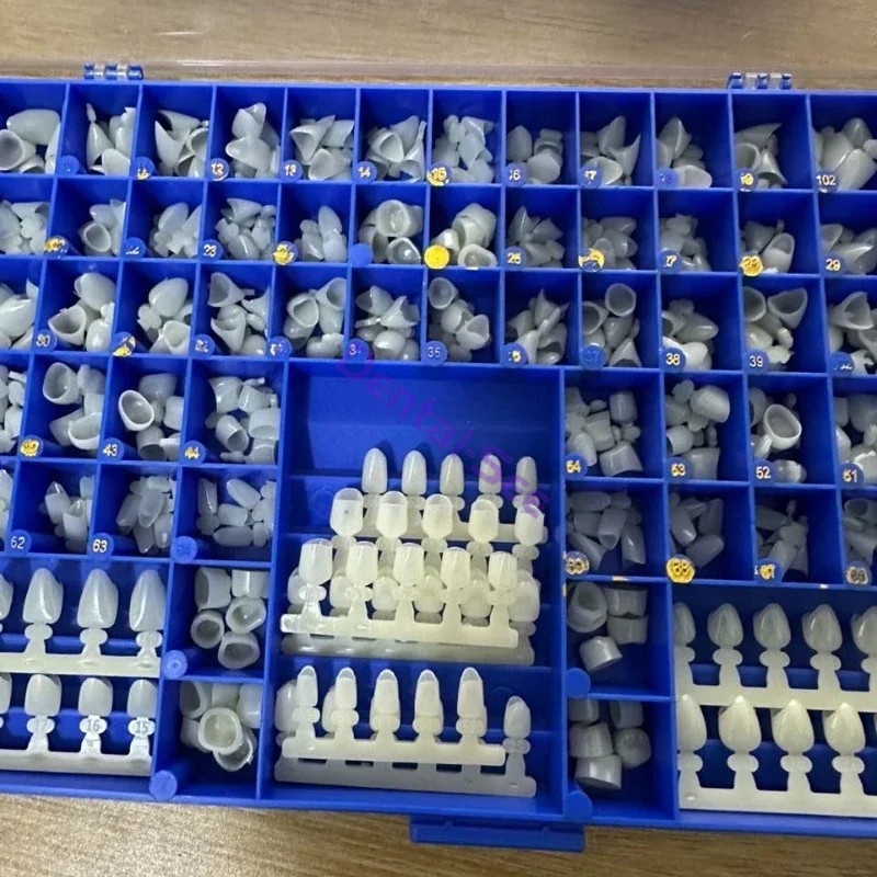 NEW POLYCARBONATE TEMPORARY DENTAL CROWNS BOX KIT 360 PCS W/ CROWN MOLD GUIDES