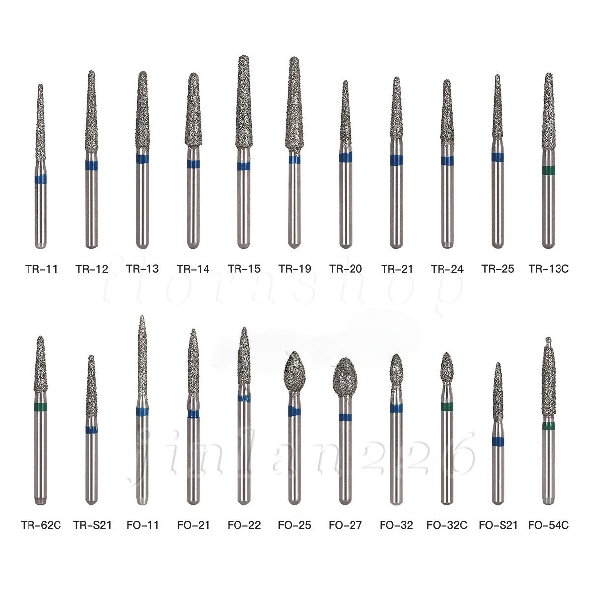 100 Types Dental FG Diamond Burs For High Speed Handpiece Friction Grip 50pcs