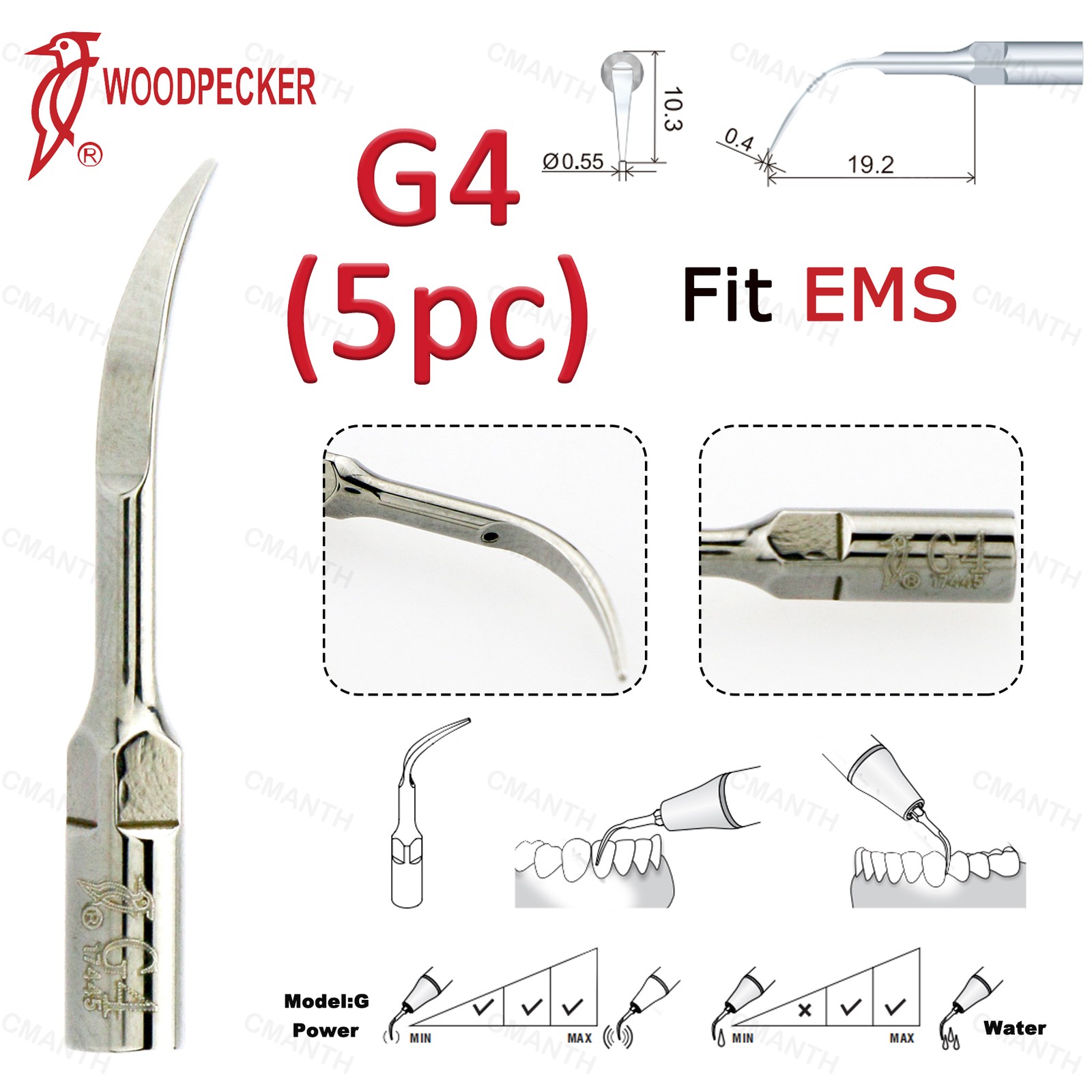 US Woodpecker DTE Dental Ultrasonic Scaling Tip Endo Tips Fit EMS SATELEC 5Pcs