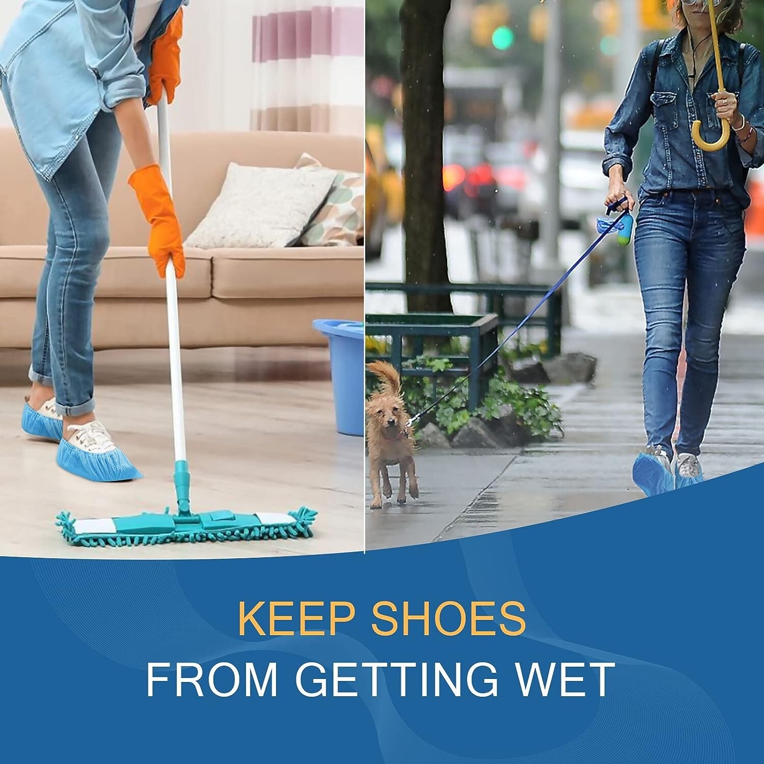 Hitituto Shoe Covers Disposable Non-slip for Indoors -100 Pieces (Waterproof)