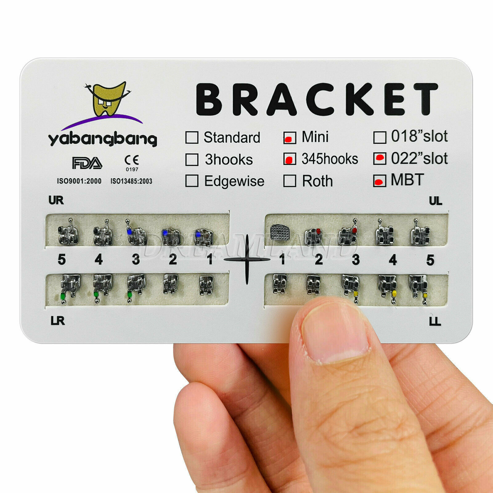 100 pack Dental Orthodontic Metal Bracket Mini MBT 0.22″Slot 345 Hooks #1 USA