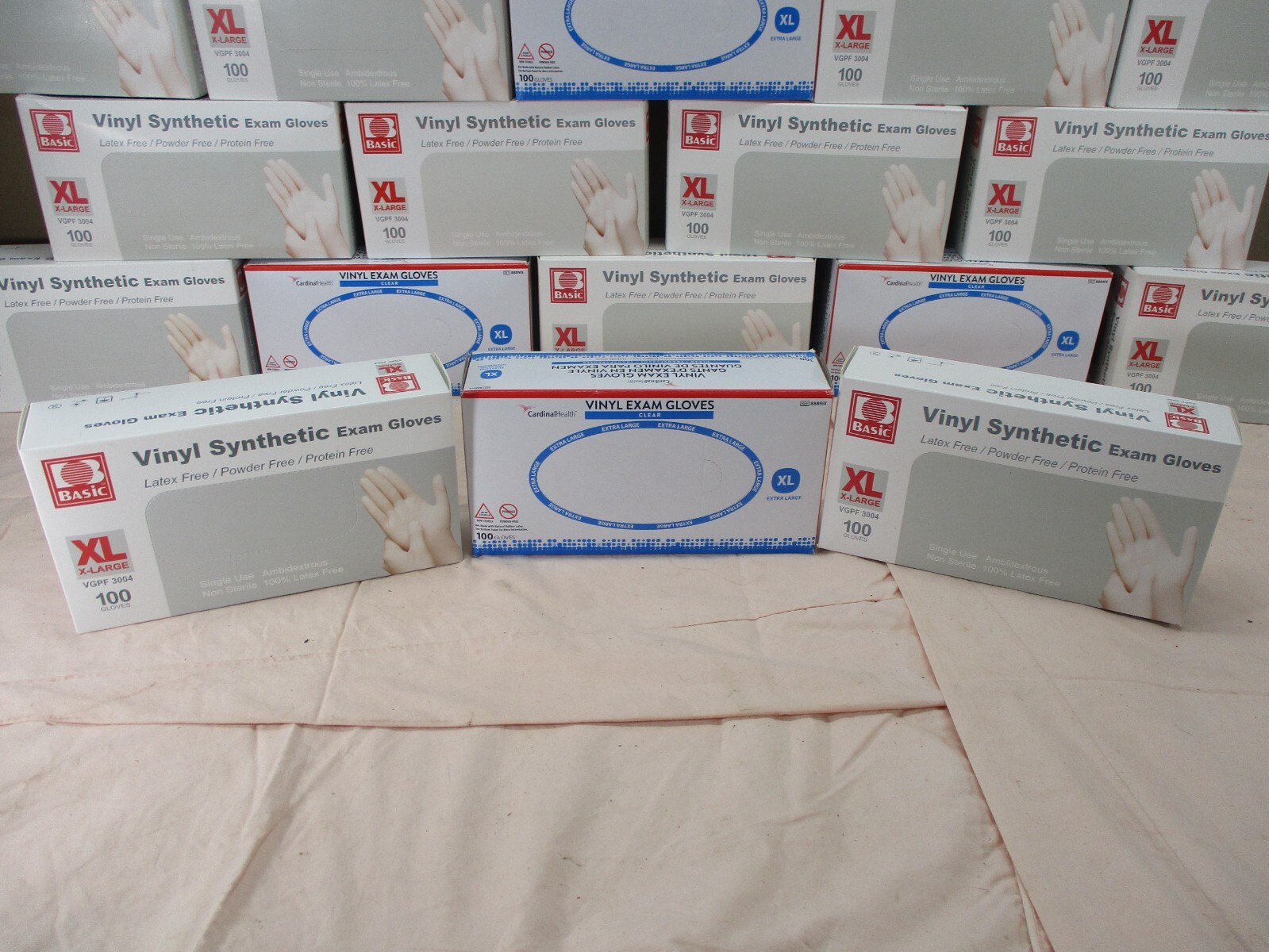 Vinyl Exam Gloves Clear Lot of 300 Cardinal Health Basic Size Extra Large XL